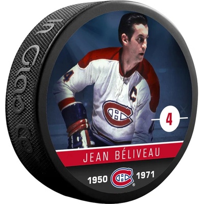 Inglasco / Sherwood Puk Jean Béliveau #4 Montreal Canadiens Souvenir Collector Hockey Puck