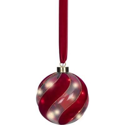 Skleněná ozdoba LED koule, 14 cm, červená, Kaemingk