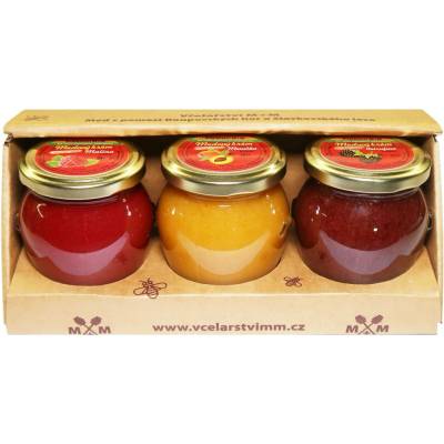 Včelařství M+M medové krémy malina meruňka ostružina 3 x 250 g