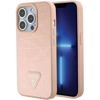 GUESS Кейс Guess GUHCP15XPCRTHCP за iPhone 15 Pro Max, розов / розов, твърд, Croco Triangle Metal Logo (3666339152291)