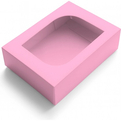 KRAFTHOUSE.EU Dárková krabička růžová obdelníková s okénkem KM-018PO Okno: Srdce – Zboží Dáma