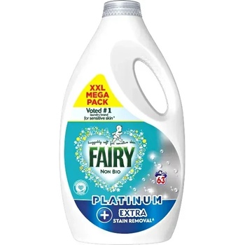 Fairy Non Bio Platinum течен препарат за бяло и цветно пране 63 дози