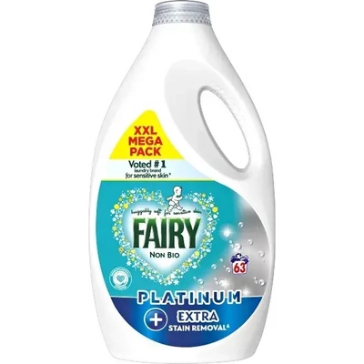 Fairy Non Bio Platinum течен препарат за бяло и цветно пране 63 дози