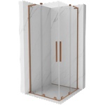 Mexen Velar L Duo плъзгаща се душ кабина 90 x 90 см, прозрачна, четкана мед - 871-090-090-02-03-65 (871-090-090-02-03-65)