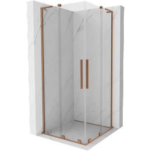 Mexen Velar L Duo плъзгаща се душ кабина 90 x 90 см, прозрачна, четкана мед - 871-090-090-02-03-65 (871-090-090-02-03-65)