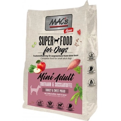 MAC's Monoprotein Mini Adult GRAIN FREE - суха храна с прясно пуешко и сладък картоф за дребни и мини породи с чувствителен стомах 0, 750 кг - Германия - 90582