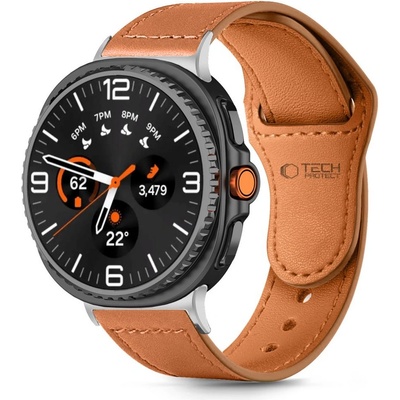 Кожена каишка за Samsung Galaxy Watch 8 (40/44mm) / 8 Classic (46mm) от Tech-Protect Leatherfit - Brown (5906302331253)