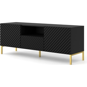 BIM Furniture ТВ шкаф SURF 2D1S 150 cm, черен мат, златни крака (SURFTVSTAN150GLEGS)