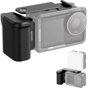 Neewer AC034 Side Handle Only for AC014 Cage Compatible with DJI Osmo Action 5 Pro/4/3, Modular Magnetic Quick Release Action Camera Adapter with Handle and Cold Shoe Shutter Extender Bar, Black (AC034)