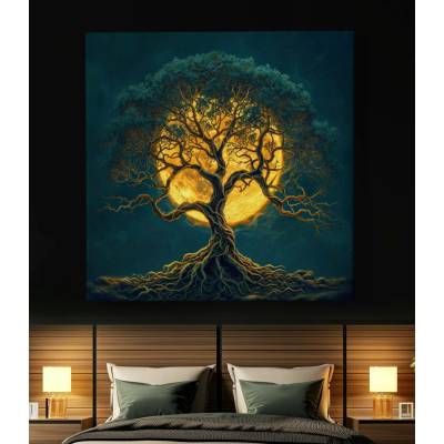 Obraz na plátně - Strom života Zářivý úplněk FeelHappy.cz Vyberte rozměr obrazu (šířka x výška): 40 x 40 cm