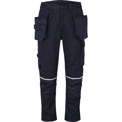 Portwest wx2 cd845 eco craft КОБУР / Панталон от еластичен кепър с талия, къс - тъмносин uk 32/eu 48 (cd845nvs32)