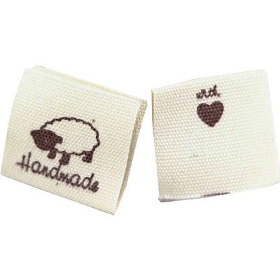Pro Háčkování Látková cedulka Handmade bílá natural s ovečkou