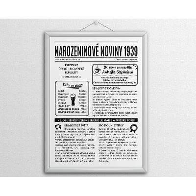 Narozeninové noviny 1939 - jednostranné