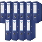 DONAU Premium Wide Folder Pack of 10/DIN A4/7.5 cm/10 Pieces/Navy Blue/Plastic Cover PP/Carton Paper Slot Folder Office Folder File Ring Binder/Green Dot - 3975001PL-18