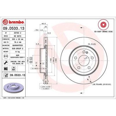 BREMBO LAKOVANY KOTUČ 09.D533.13