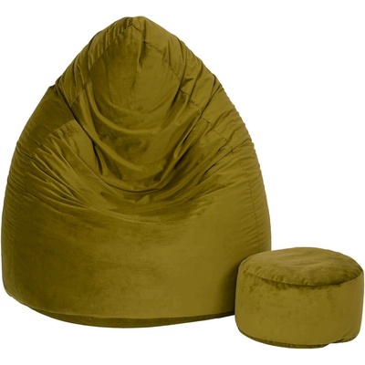Toffel dětský sedací vak maxi comfort velur 100 x 75 cm s podnožkou zelená