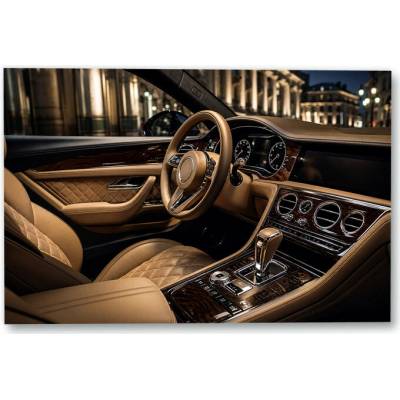 Plakát – Interiér automobilu s hnědými sedadly Bez rámu Ano Bez rámu 135 × 90 cm