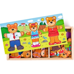 Woodyland Детски дървен пъзел Woody от 54 части - Облечи мечетата (90819) - ozone