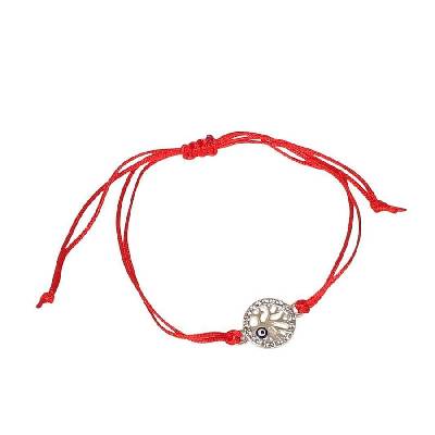 Гривна от червен конец с дървото на живота и синьо око