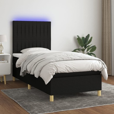 Petrashop 3135551 boxspring postel s matrací a LED černá textil