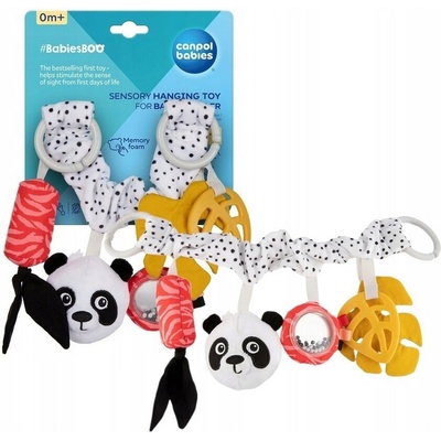 Canpol Závěsná plyšová hračka s chrastítkem a klipem Babies Panda – Zboží Mobilmania