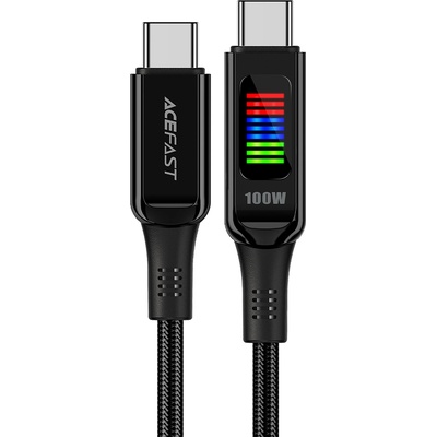 ACEFAST Кабел за данни C7-03 - Acefast, Type-C към Type-C, 100W бързо зареждане, 5A, LED дисплей, 1, 2 м - черен