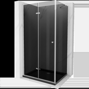 Mexen Lima сгъваема душ кабина 80 x 100 см, графит, хром + поддушово корито Flat, (856-080-100-01-40-4070)