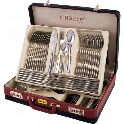 Kinghoff Комплект прибори за хранене Kinghoff KH 3509, 72 части, За 12 човека, Куфар, Неръждаема стомана, Сребрист (KH 3509)