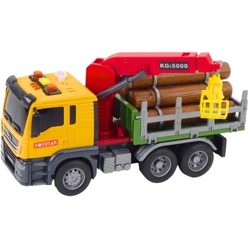 LeanToys Детска играчка Lean Toys - Камион за превоз на трупи, 27 cm, жълт (21448)