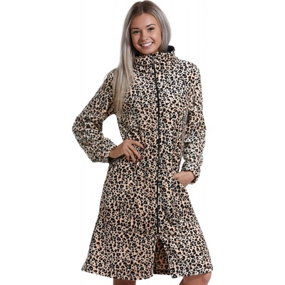 Hnědý tygrovaný dámský huňatý župan na zip 1Z1420 hnědá – Hledejceny.cz