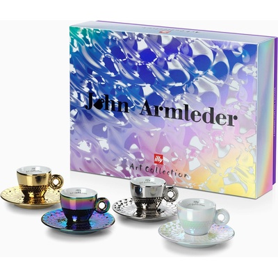 illy Art Collection 2025 от John Armleder порцеланови чаши за капучино с чинийки 4 x 160 мл