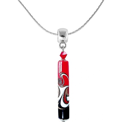 Lampglas Vášnivý náhrdelník Red Black s unikátnou perlou NPR12