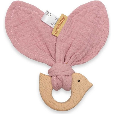 New Baby detské hryzátko s vtáčikom Bird pink