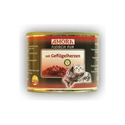 AMORA Fleisch pur CAT s hydinovými srdcami 200 g