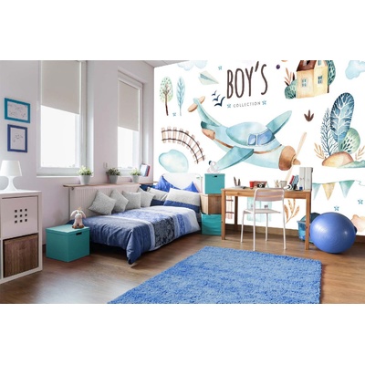 DIMEX ART Самозалепваща се флизелинова фототапета колекция самолети, акварел 375 x 250 см