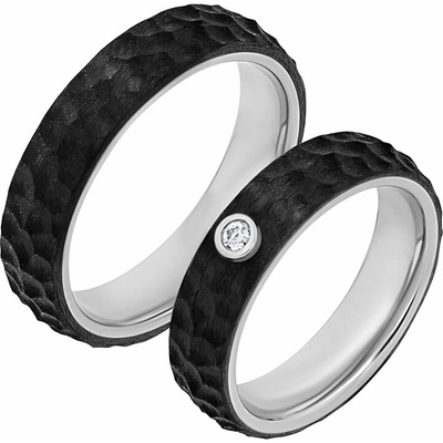Eppi karbónové svadobné obrúčky s diamantom Rose RW50093