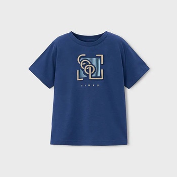 MAYORAL Синя тениска къс ръкав релефен надпис за мини момче Mayoral