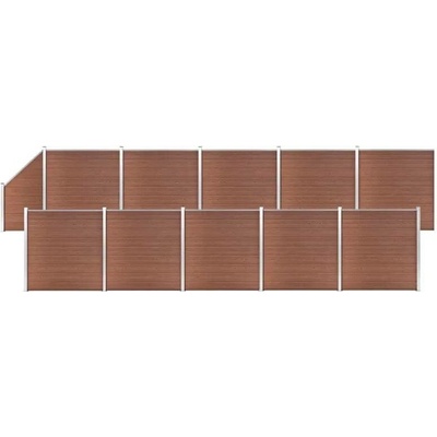 Nabytek XL Plotová sada WPC 10 čtvercových + 1 šikmý díl 1830x186 cm hnědá
