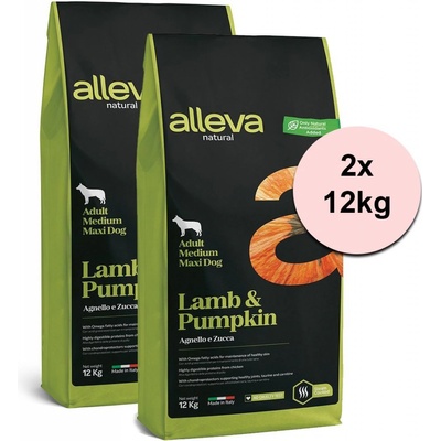 Alleva Natural Adult Medium & Maxi Lamb and Pumpkin 2 x 12 kg