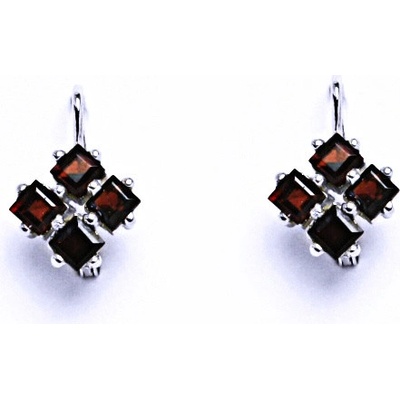 Čištín Stříbrné naušnice přírodní granáty - VE 2