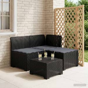 vidaXL Пейка за градина с Cushions във вид на ратан 3-местен ПП (8011891)