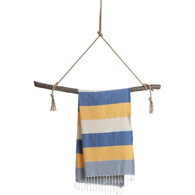 Hello Towels Памучна кърпа в кутия Hello Towels - Palermo, 100 х 180 cm, синьо-жълта (10787)