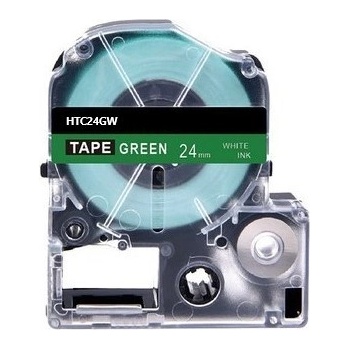 Compatible Epson HTC24GW, 24mm x 8m, черен печат / зелен фон, съвместима лента (HTC24GW)