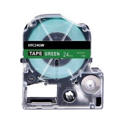 Compatible Epson HTC24GW, 24mm x 8m, черен печат / зелен фон, съвместима лента (HTC24GW)