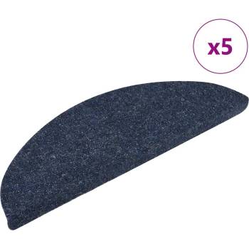 vidaXL Самозалепващи се постелки за стълби, 5 бр. , 56x17x3 см, сини, полукръгли (149684)