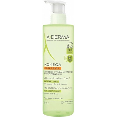 A-Derma Exomega Control zvláčňující mycí gel 2 v 1 pro suchou pokožku se sklonem k atopickému ekzému 500 ml