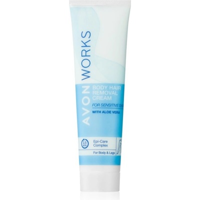 Avon Works depilační krém na tělo pro citlivou pokožku s aloe vera 100 ml