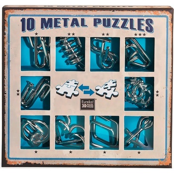 Eureka Комплект метални логически пъзели Eureka - 10 Metal Puzzles Set, син (473356)