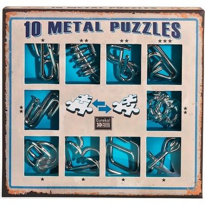 Eureka Комплект метални логически пъзели Eureka - 10 Metal Puzzles Set, син (473356)