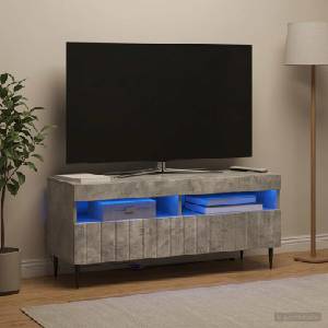 vidaXL LED телевизионен кабинет ZWOLLE 100 x 35 x 43 см Бетонно сиво (896548)